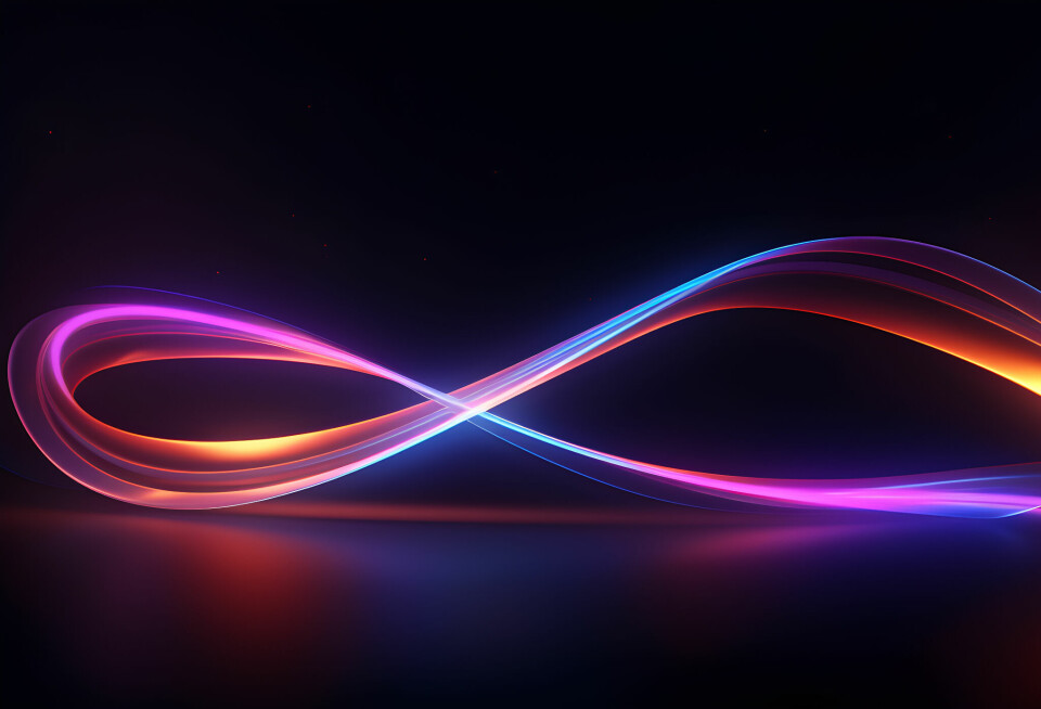 glowing lines making infinity sign isolated on dark background abstract background