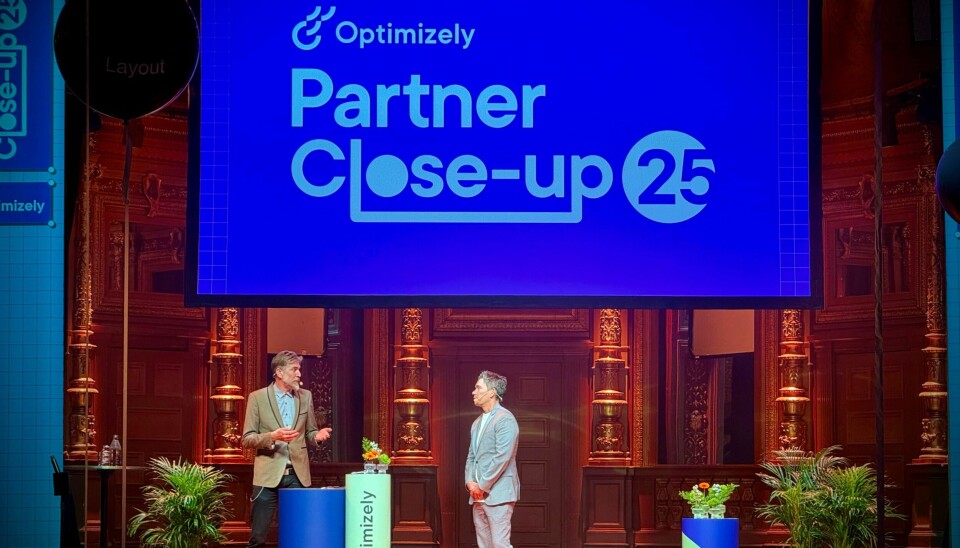 Linus Ekström, VD in Epinova Sweden with Mårten Bokedal, Senior Solutions Strategy Director at Optimizely during the awards.